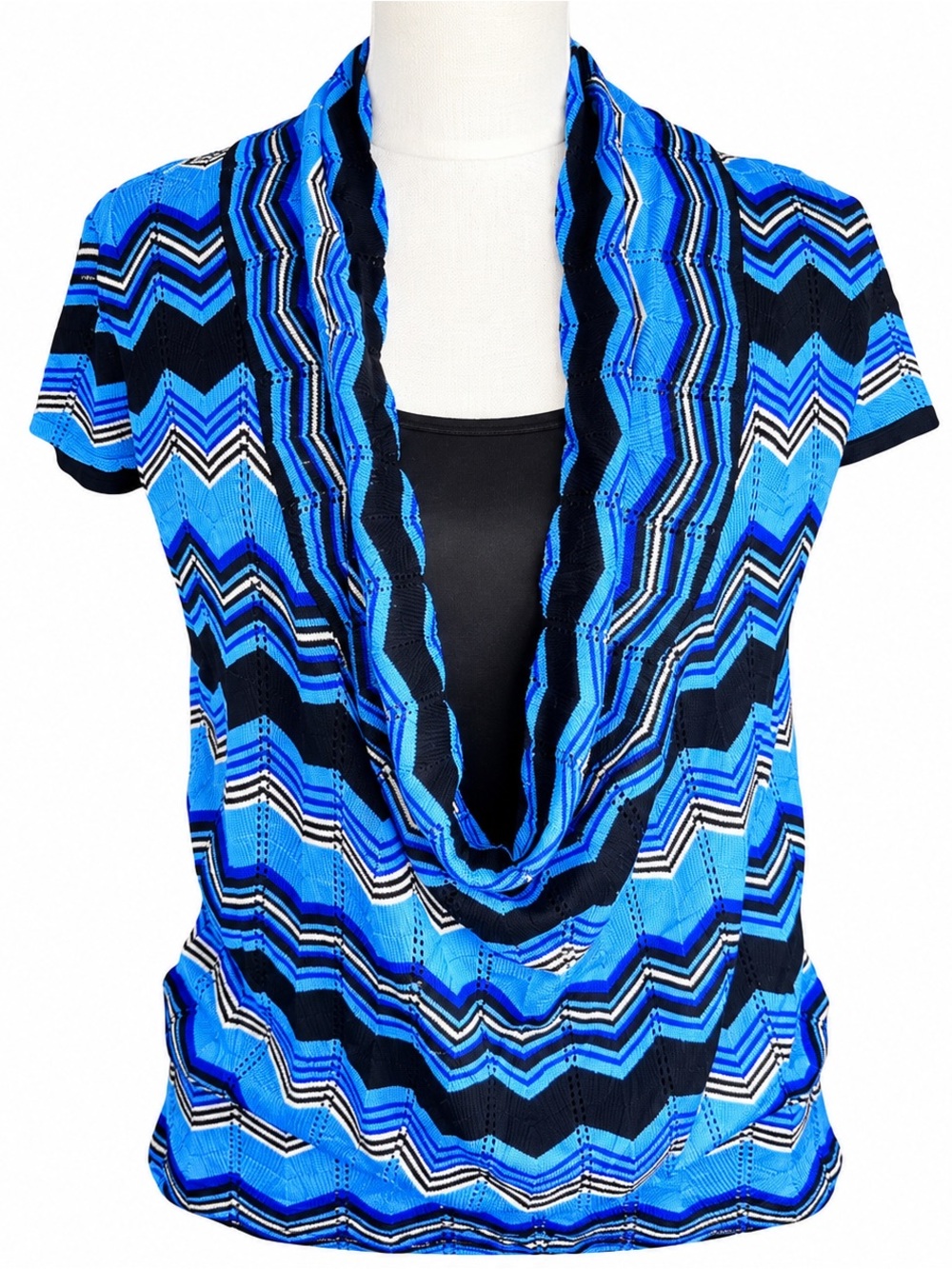 NY COLLECTION Short Sleeve Sweater, Built in silky tank top, Sz Lg